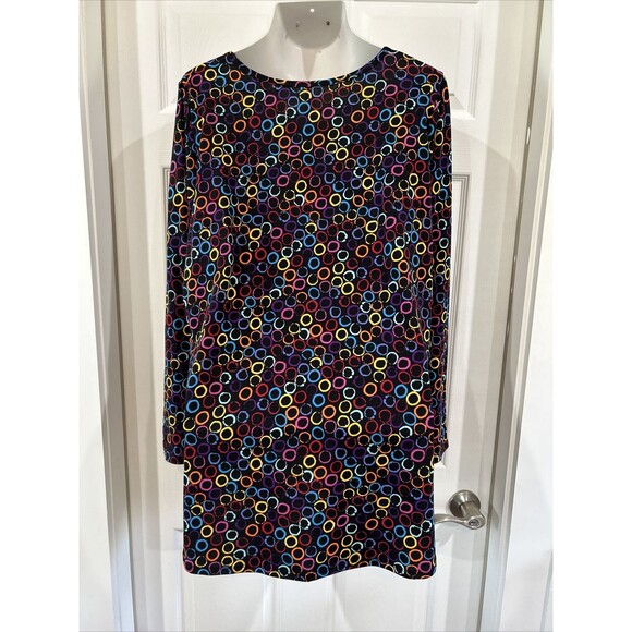Lularoe Lynnae Plus Size 3XL  Hi Lo Tunic Knit Top Geometric Print Colorful - Picture 7 of 10